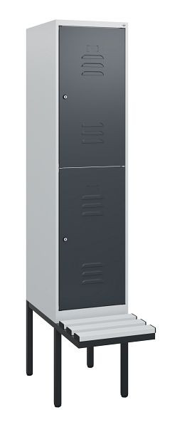 C+P dubbeldekskast Classic PLUS, 1950x400x815mm, 7035/7016, cilindersloten, met basisframe en zwevende zitting, 0803405-12 S10083