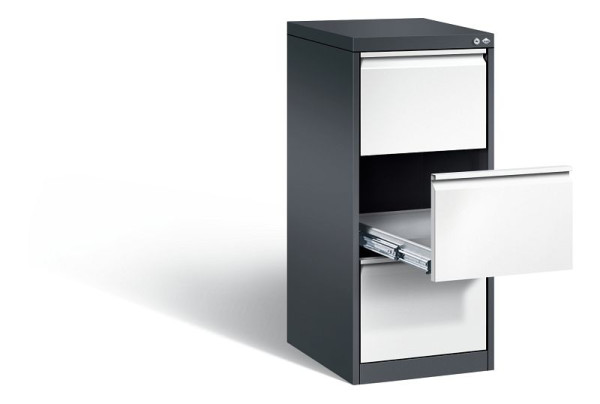 C+P archiefkast Acurado, H1045xB433xD590mm, kleur: zwartgrijs / verkeerswit, handgreep, 12423-321 S10021