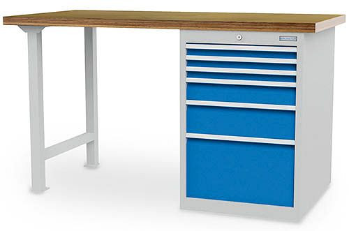Bedrunka + Hirth serie werkbank, 2x100, 4x150, 3x200 mm, lade volledig uittrekbaar 100%, 2000 x 750 x 859 mm, 03.20.580.9V