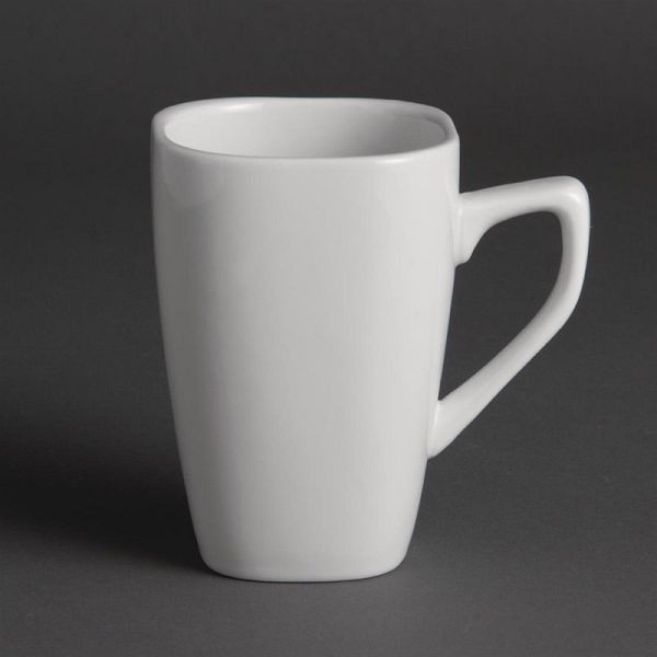Olympia Whiteware vierkante koffiemokken 28,4cl, pak van 12, Y108