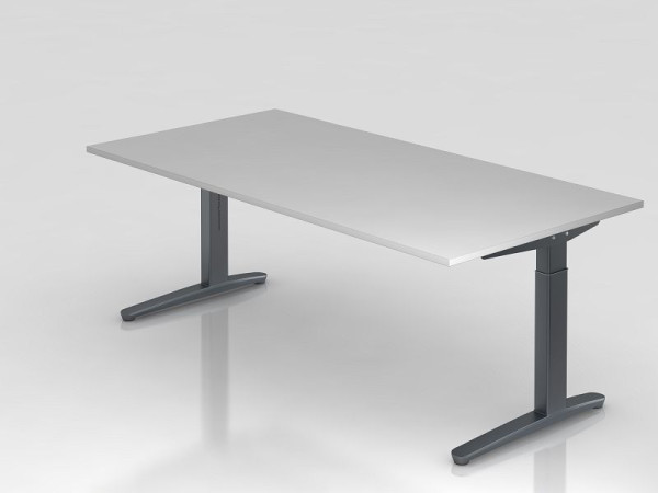 Hammerbacher bureau C-poot 200x100cm grijs/grafiet, rechthoekige vorm, VXB2E/5/GG