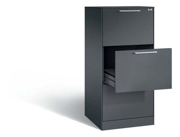 C+P archiefkast Asisto, H1310xB562xD600mm, kleur: zwart-grijs, beugelgreep, 146224-322 S10014