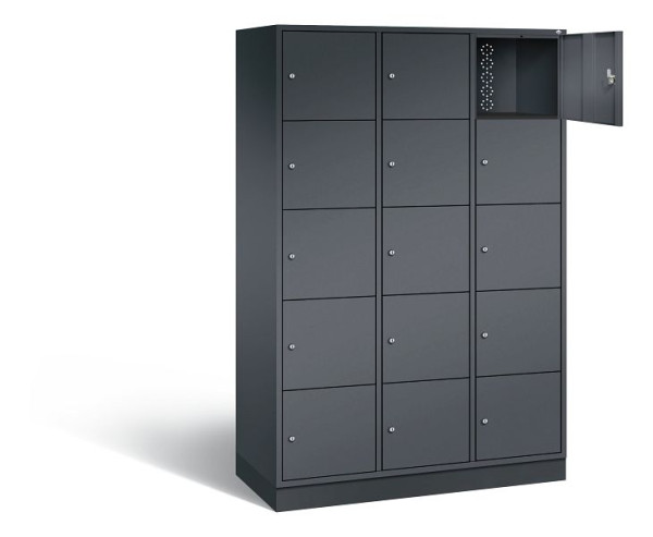 C+P XL lockerkast Intro, H1950xB1220xD490mm, kleur: zwart-grijs, 8570-302 S10081