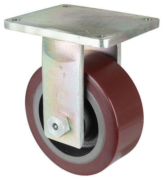 BS Rollen Zwaarlastwiel, bokwiel, wielbreedte 100 mm, wiel-Ø 250 mm, draagvermogen 2200 kg, polyurethaan gegoten 95 Shore A, gegoten, kogellager, RR110.C10.253