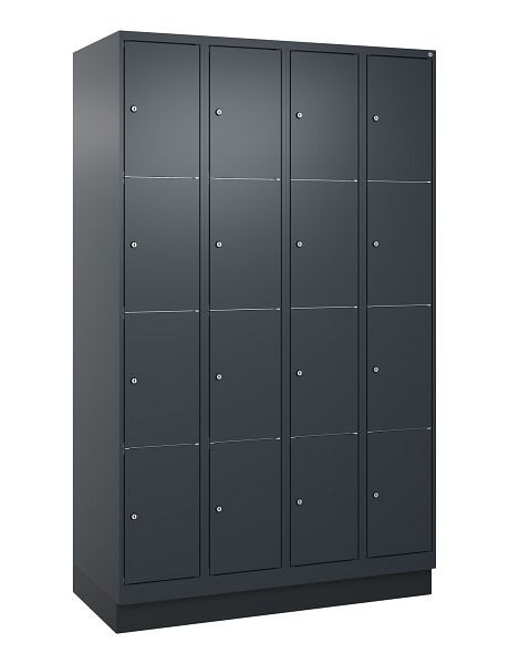 C+P lockerkast Classic PLUS, onderstel, 4 vakken met elk 4 vakken, 1950x1200x500mm, 7016/7016, 080020-404 S10015