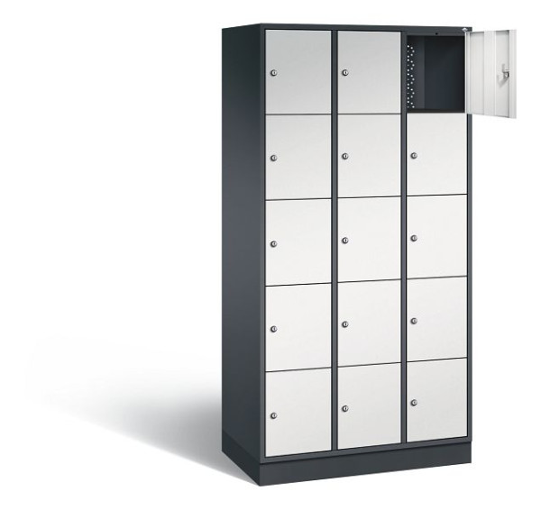 C+P lockerkast Intro, H1950xW920xD490mm, kleur: zwartgrijs/lichtgrijs, 8570-301 S10042