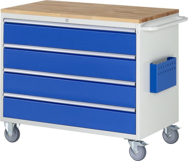 RAU montagewagen serie 7000, massief beukenhouten blad, 4 x lade maat XXL, 1145x975x650 mm, 05-XXL5.1A-B.11