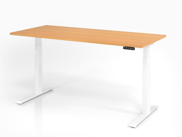 Hammerbacher bureau XDKB19, 180 x 80 cm, blad: beuken, 25 mm dik, ABS dikke rand, rechthoekige vorm, wit, VXDKB19/6/W
