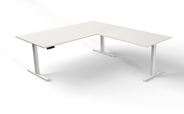 Kerkmann zit-statafel B 2000 x D 1000 mm met aanbouwelement, elektrisch in hoogte verstelbaar van 720-1200 mm, Move 3, kleur: wit, 10382510