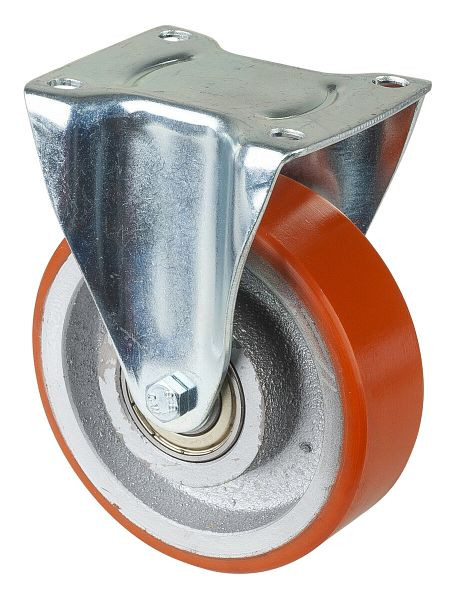BS rollen transportrol, vaste rol, wielbreedte 40 mm, wiel-Ø 125 mm, draagvermogen 350 kg, gegoten polyurethaan 95 Shore A, gegoten, kogellager, LB510.C10.125