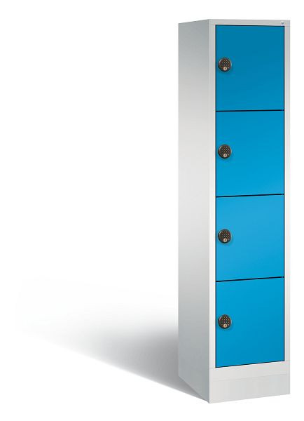 C+P stalen oplaadkast Evolo, 4 compartimenten, H1800B420T500 mm, lichtgrijs/lichtblauw, 48020-1204EB S10024