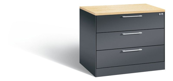C+P archiefkast Asisto, H710xB800xD600mm, kleur: zwart-grijs, beugelgreep, 146273-323 S10199