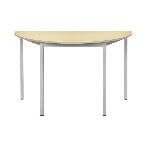 Bisley MULTI Desking multifunctionele tafel, halfrond 19 mm, MP esdoorn decor, aluminium frame, H 740 x B 1200 x D 600 mm, MTH1206MP300