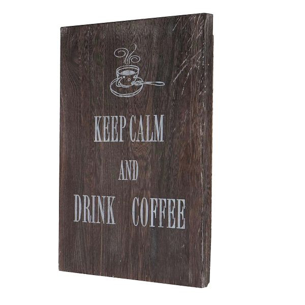 Mendler wandbord koffie, decoratief bord houten bord, shabby look vintage 40x30cm, 44834