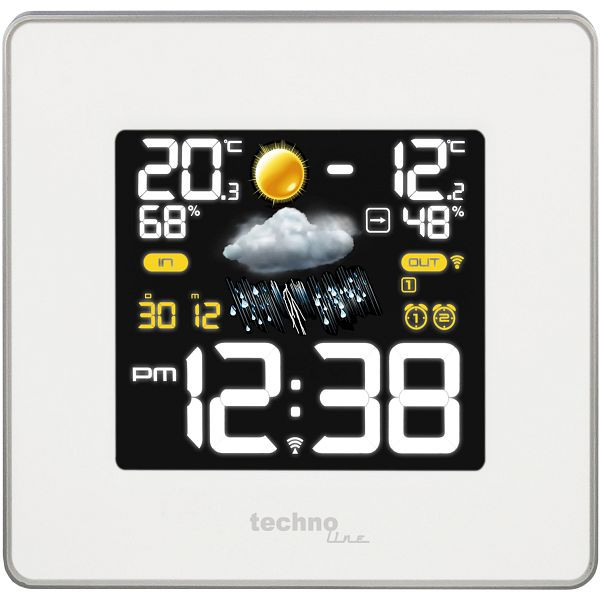 Technoline weerstation, radioklok DCF-77 met handmatige instelfunctie, afmetingen: 148 x 137 x 54 mm, WS 6440