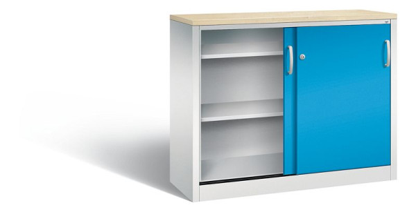 C+P dressoir met schuifdeuren Acurado, H1000xB1200xD400mm, kleur: lichtgrijs/lichtblauw, beugelgreep, 2046-00 S10272
