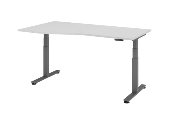 Hammerbacher zit-sta bureau elektrisch 180x100/80cm grijs, VXDSM18/5/G