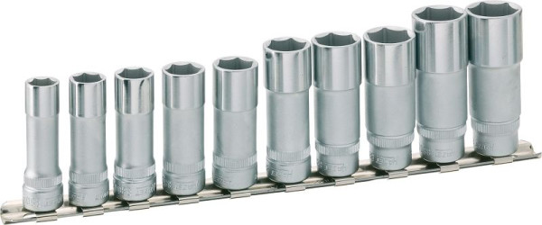 Hazet dopsleutelset, zeskant, hol vierkant 10 mm (3/8 inch), buitenzeskant trekprofiel, 10 - 19, aantal gereedschappen: 10, 880LG/10H