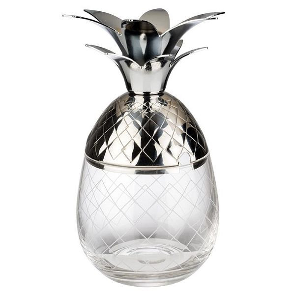 APS beker -ANANAS-, Ø 8,5 cm, hoogte: 17,5 cm, glas, RVS 18/8, afmetingen voet: Ø 8,5 cm, hoogte: 8,5 cm, 93375