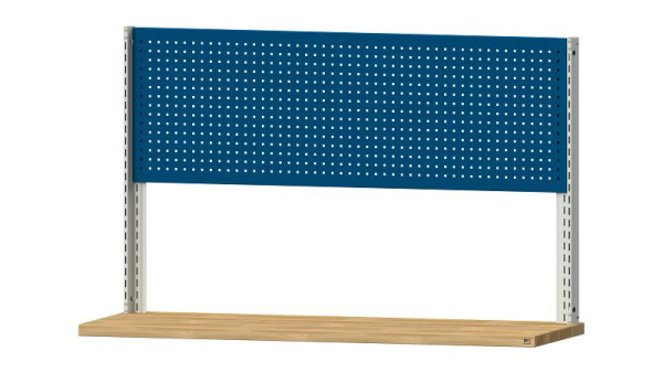 ANKE werkbanken basisstructuur systeemopbouw, 1980 x 107 x 1200 mm, RAL 7035/5010, 1 x geperforeerde wandhoogte 650 mm, 340.345