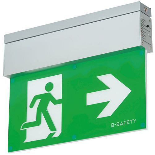 B-SAFETY LED-noodlamp L-Lux Standaard, autotest, lichtduur 1-8 uur, plafondoppervlak, aluminium, 304269