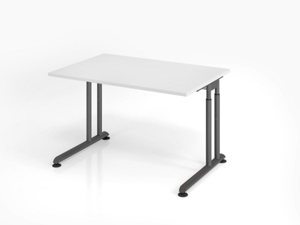 Hammerbacher bureau ZS12, 120 x 80 cm, blad: wit, 25 mm dik, ABS dikke rand, rechthoekige vorm, grafiet, VZS12/W/G