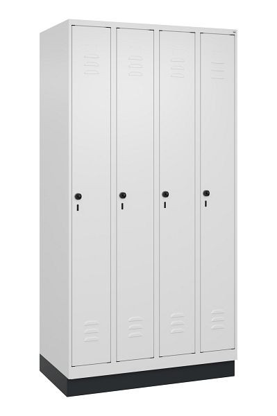 C+P Umkleidespind Classic PLUS, Sockel, 4 Abteile, 1950x1000x500mm, 9016/9016, Drehriegel, 080020-49 S10014
