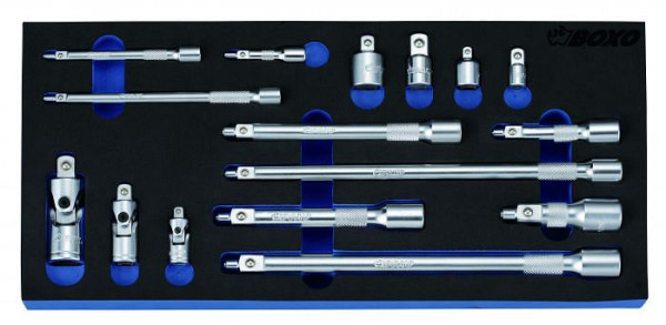 Boxo 1/4", 3/8" en 1/2" adapter magnetische verlenging, kruiskoppelingset 16-delig, VE: 10-delig, BX093
