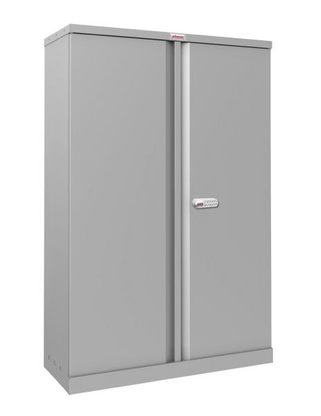 Phoenix SCL-serie stalen opbergkast met 2 deuren en 3 planken in grijs met elektronisch slot, SCL1491GGE