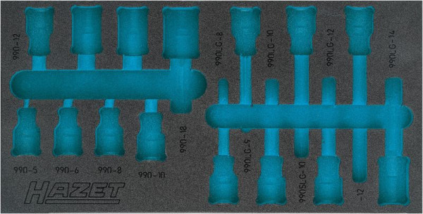 Hazet 2-componenten zachtschuiminleg, voor 163-482/15 Afmetingen / lengte: 342 mm x 172 mm Organisatiesysteem maat: 1/3 (342 x 172 mm), 163-482L