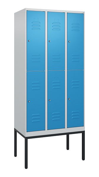 C+P dubbeldekskast Classic PLUS, frame, 3 vakken, 2120x900x500mm, 7035/5012, cilindersloten, 0803307-30 S10020