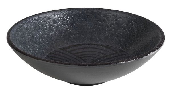 APS schaal -DARK WAVE-, Ø 17,5 cm, hoogte: 5 cm, 0,5 liter, melamine, binnen: decor, buiten: zwart, 84910
