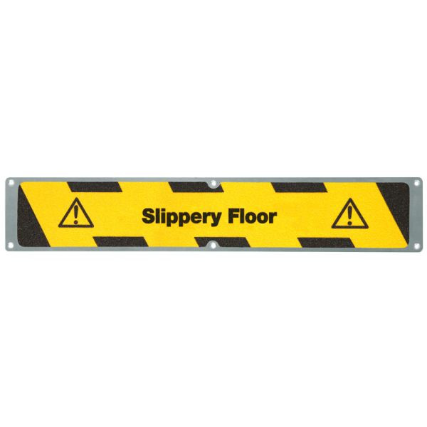 Meelbroek antislipplaat aluminium met m2 antislipbekleding, "Slippery Floor" 114x635mm, APM11EF1