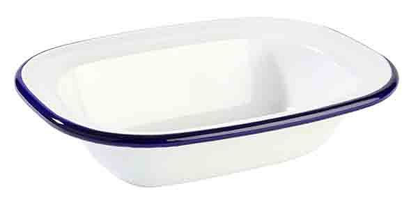 APS schaal -ENAMELWARE-, 16 x 12 cm, hoogte: 3,5 cm, geëmailleerd plaatstaal, binnenkant: wit, buitenkant: wit, 40667