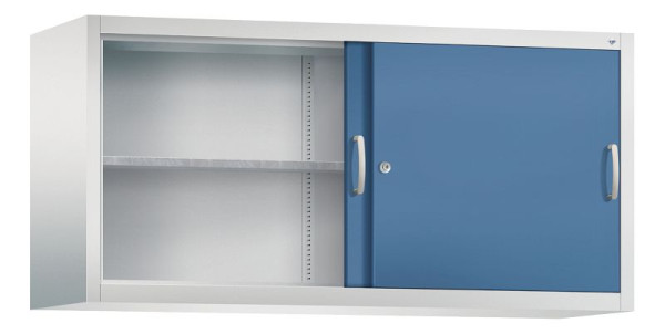 C+P bovenkast Acurado, H790xB1600xD500mm, kleur: lichtgrijs / verre blauw, beugelgreep, 2 niveaus, 2155-09 S10023