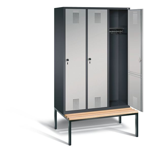 C+P Evolo garderobe, H2090xB1200xD815mm, kleur: zwart-grijs/wit aluminium, 48050-32 S10013