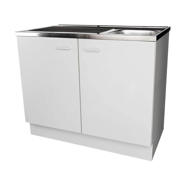 Lüllmann spoelbakkast, steunspoelbak, 2 deuren, 850 x 1000 x 600 mm, wit, 720260