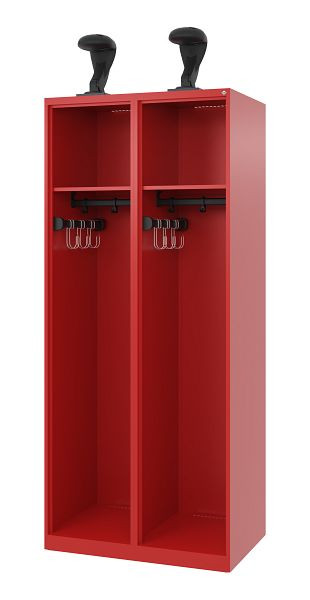 C+P Evolo brandweerkast, model EXPERT, 2 compartimenten, H1850B800T500 mm, Vlamrood, Helmhouder, 0491015-22 S10005