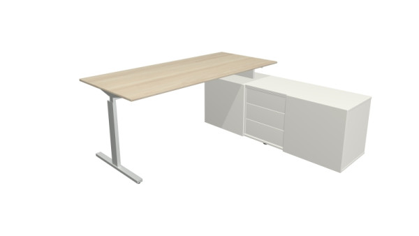 Kerkmann complete werkplek Form 2, bureau 180 x 80 cm x 74 cm, dressoir 160 x 50 x 58 cm, esdoorn, 11026250