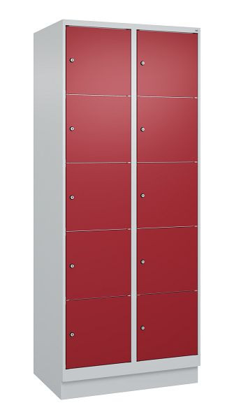 C+P lockerkast Classic PLUS, onderstel, 2 vakken met elk 5 vakken, 1950x800x500mm, 7035/3003, 080020-225 S10001