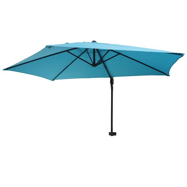 Mendler Casoria kamerscherm, verkeerslichtparasol, balkonparasol, 3m kantelbaar, polyester aluminium/staal 9kg, turkoois, 46819