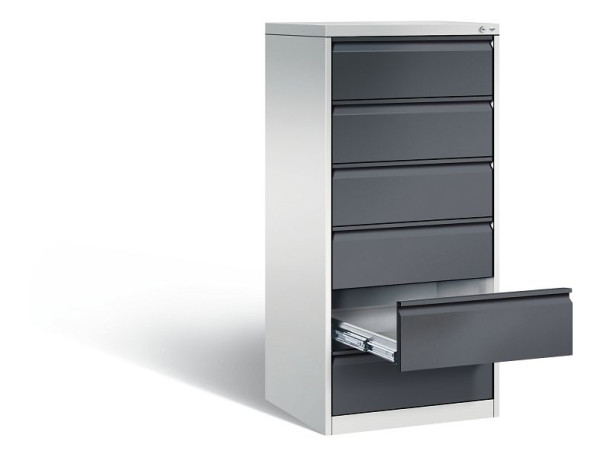 C+P archiefkast Acurado, H1357xW553xD590mm, kleur: lichtgrijs/zwartgrijs, handgreep, 12736-322 S10027