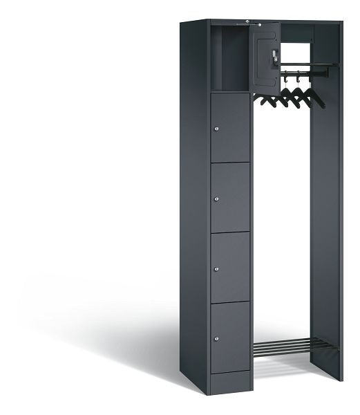 C+P open garderobe serie 8070, H1950xW740xD480mm, kleur: zwart-grijs, 80700-00 S10013