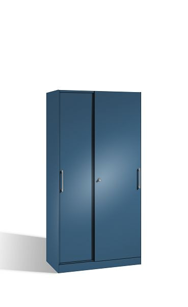 C+P schuifdeurkast Asisto, H1980xB1000xD435mm, kleur: verre blauw, beugelgreep, 5 niveaus, 142002-000 S10114
