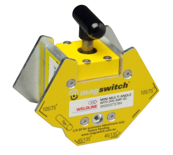 ELMAG magnetische lashoekklem 300A, 45°/135°, 60°/120°, 75°/105° & 90°, houdkracht 67 kg, mini multihoek 300 A, 55473
