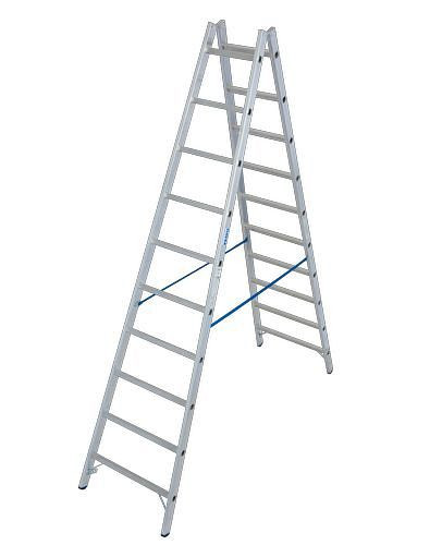 Krause sporten dubbele ladder, aluminium, 2 x 10 sporten, 257476
