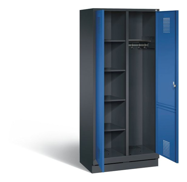 C+P reinigingsmiddelenkast Evolo, H1800xW810xD500mm, kleur: zwartgrijs / gentiaanblauw, 48160-22 S10096