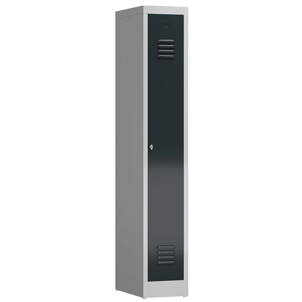 Lüllmann ClassiX kledingkast, 1 vak, 1800 x 310 x 500 mm, lichtgrijs/antracietgrijs, X-510118