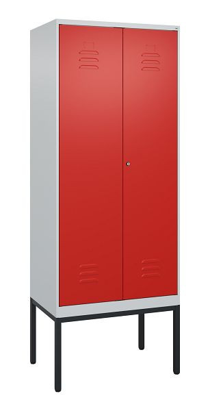 C+P Umkleidespind Classic PLUS, Doppel-Spind, Gestell, 2 Abteile, 2120x800x500mm, 7035/3020, Zylinderschloss, 0800327-22P S10017