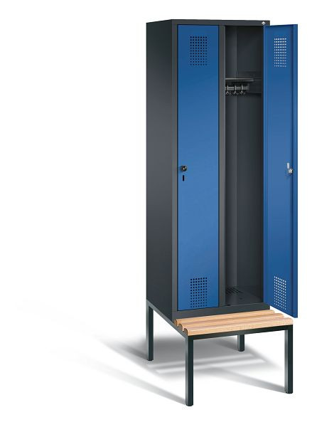 C+P Evolo kleerkast, H2090xW610xD815mm, kleur: zwartgrijs / gentiaanblauw, 48050-20 S10146